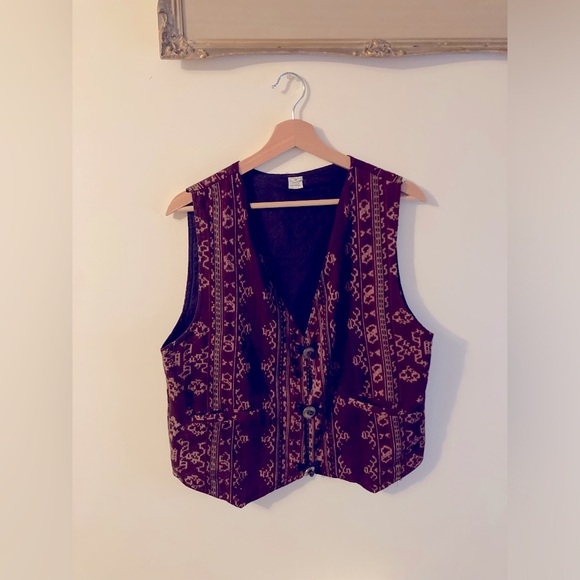 Indonesian Vest Unisex Bohemian Vest Coin Buttons Size Medium - Picture 1 of 6